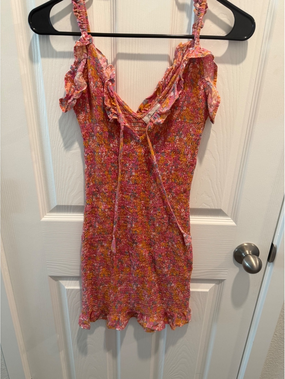 Japna pink orange floral mini dress size S